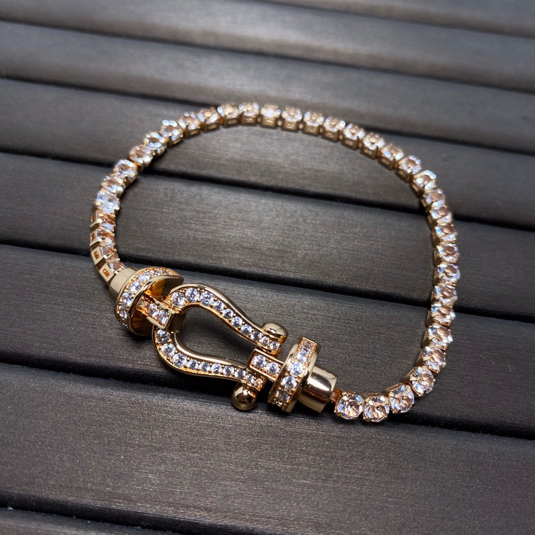 [Aurora]FORCE  LARGE HORSESHOE FULL DIAMOND TENNIS BRACELET