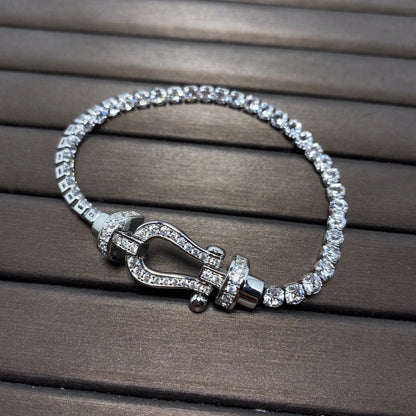 [Aurora]FORCE  LARGE HORSESHOE FULL DIAMOND TENNIS BRACELET