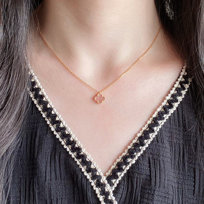 [Aurora]CLOVER 15MM PINK MOTHER-OF-PEARL SINGLE FLOWER NECKLACE