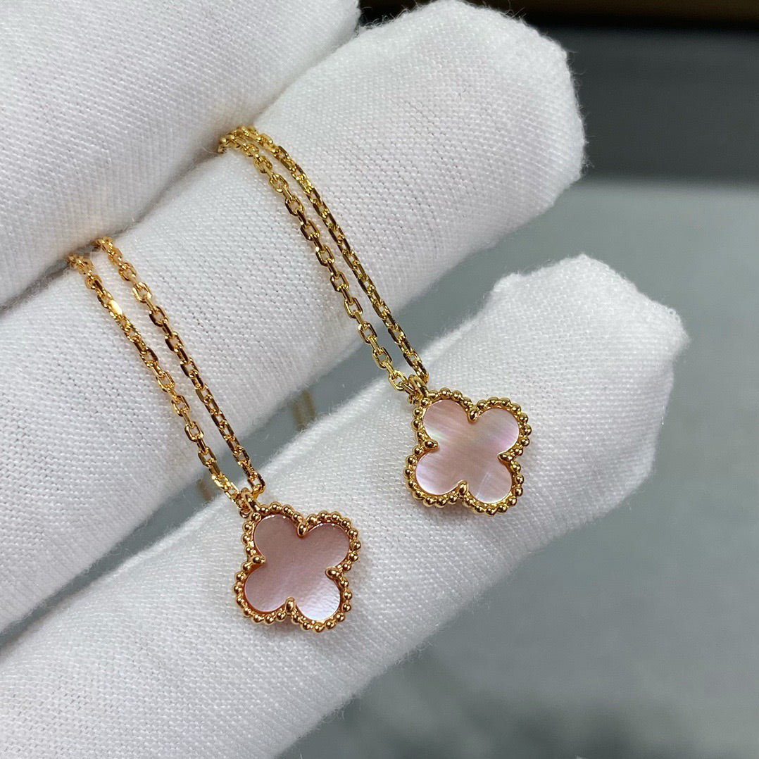 [Aurora]CLOVER 15MM PINK MOTHER-OF-PEARL SINGLE FLOWER NECKLACE