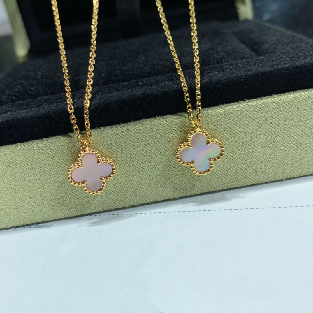 [Aurora]CLOVER 15MM PINK MOTHER-OF-PEARL SINGLE FLOWER NECKLACE