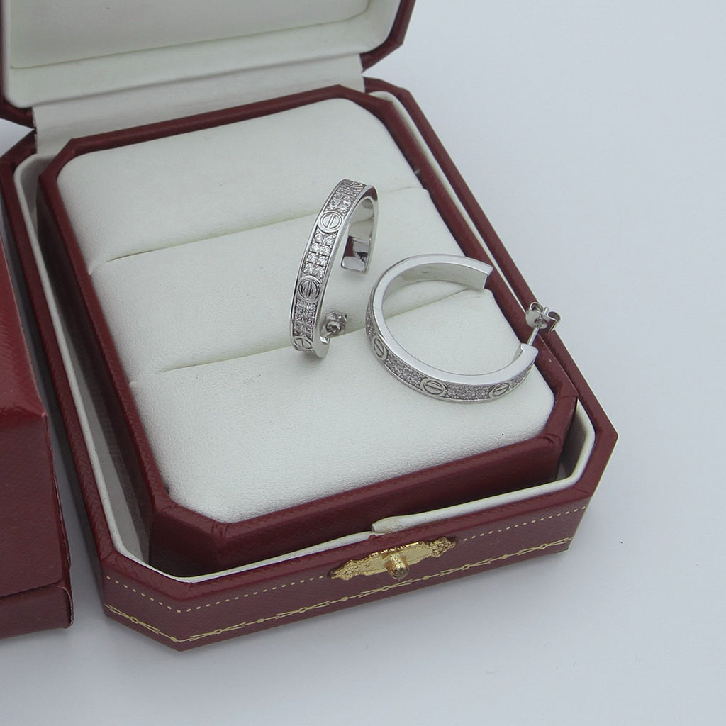 [AURORA]LOVE EARRINGS 3.6MM DIAMOND PAVED