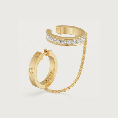 [AURORA]LOVE 3.0MM HALF DIAMOND EARRINGS
