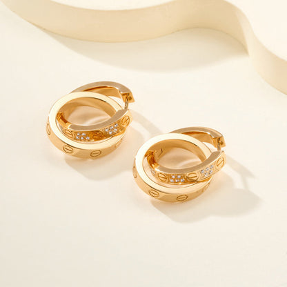 [AURORA]LOVE 3.3MM DANGLE HALF DIAMOND EARRINGS