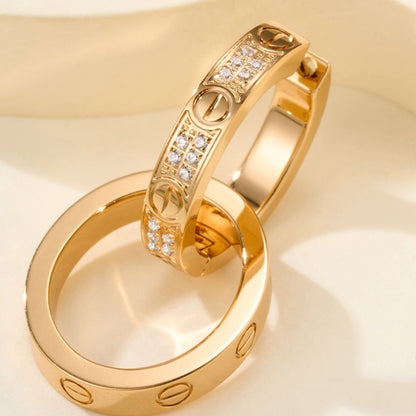 [AURORA]LOVE 3.3MM DANGLE HALF DIAMOND EARRINGS