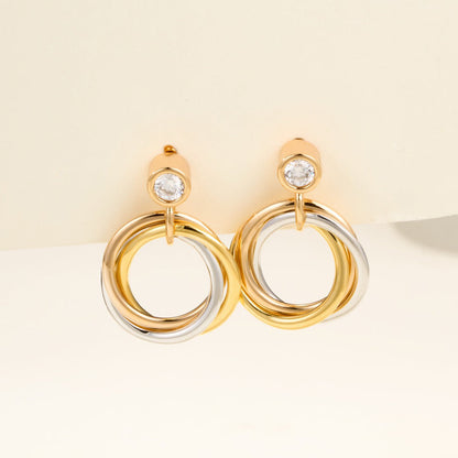 [AURORA]TRINITY ON DIAMOND  EARRINGS