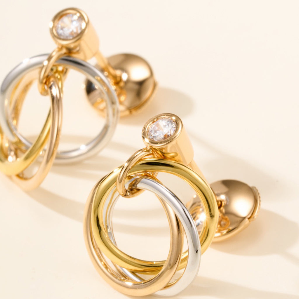 [AURORA]TRINITY ON DIAMOND  EARRINGS