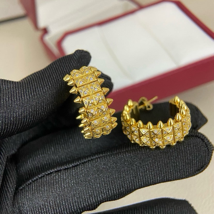 [AURORA]CLASH 9.2MM FULL DIAMOND DOUBLE ROW EARRINGS