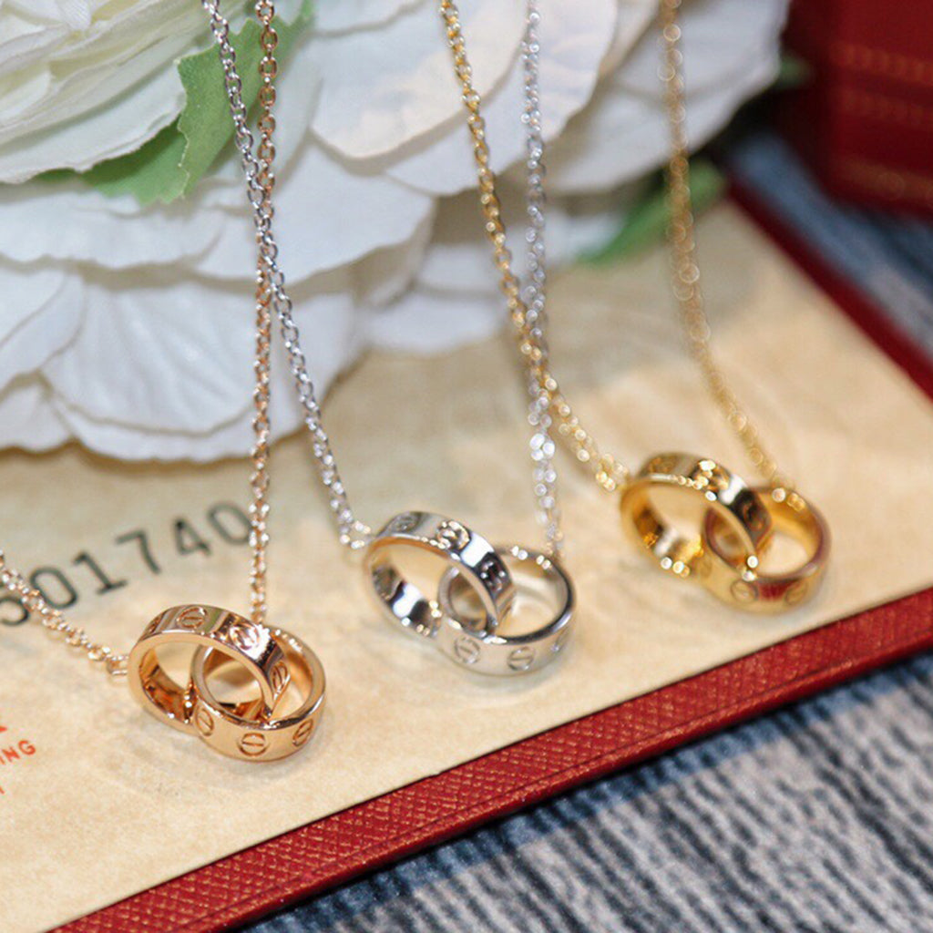 [AURORA]LOVE DOUBLE RING NECKLACE