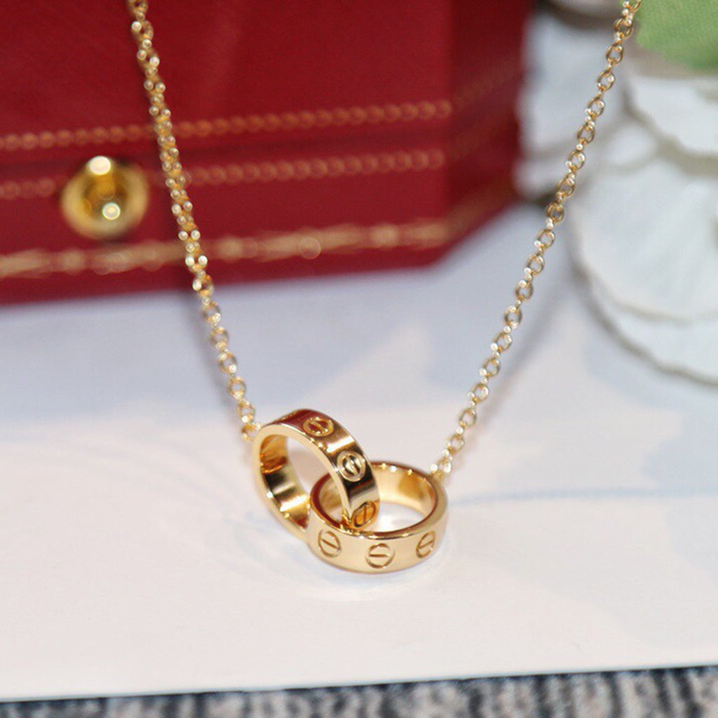 [AURORA]LOVE DOUBLE RING NECKLACE