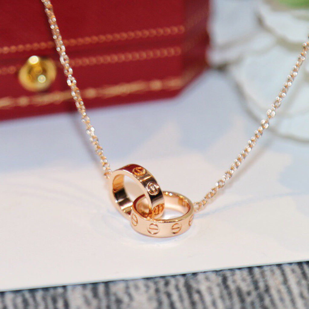 [AURORA]LOVE DOUBLE RING NECKLACE