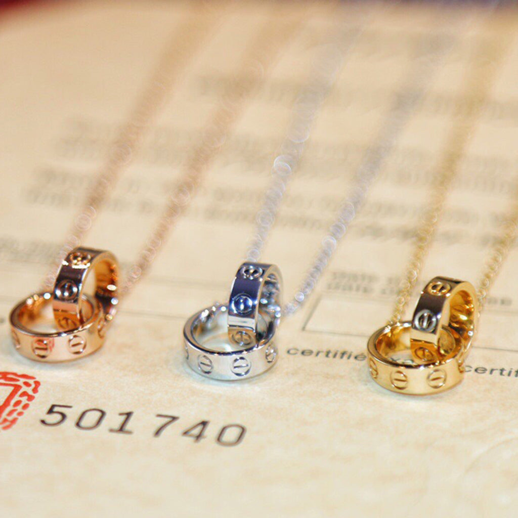 [AURORA]LOVE DOUBLE RING NECKLACE