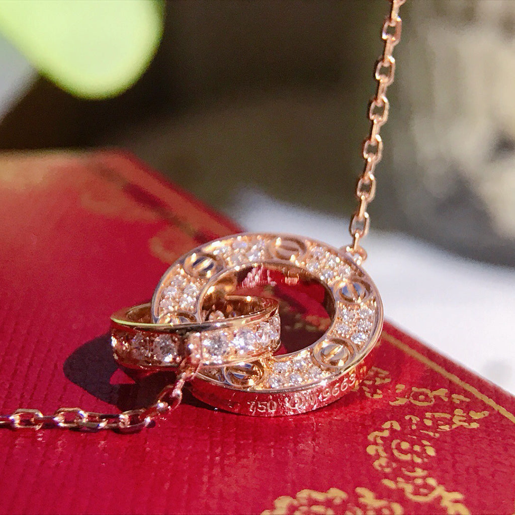 [AURORA]LOVE  FULL DIAMOND PENDANT NECKLACE