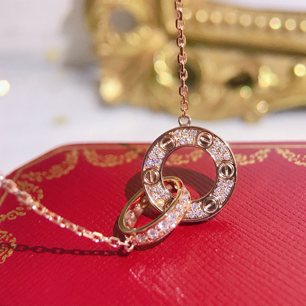 [AURORA]LOVE  FULL DIAMOND PENDANT NECKLACE
