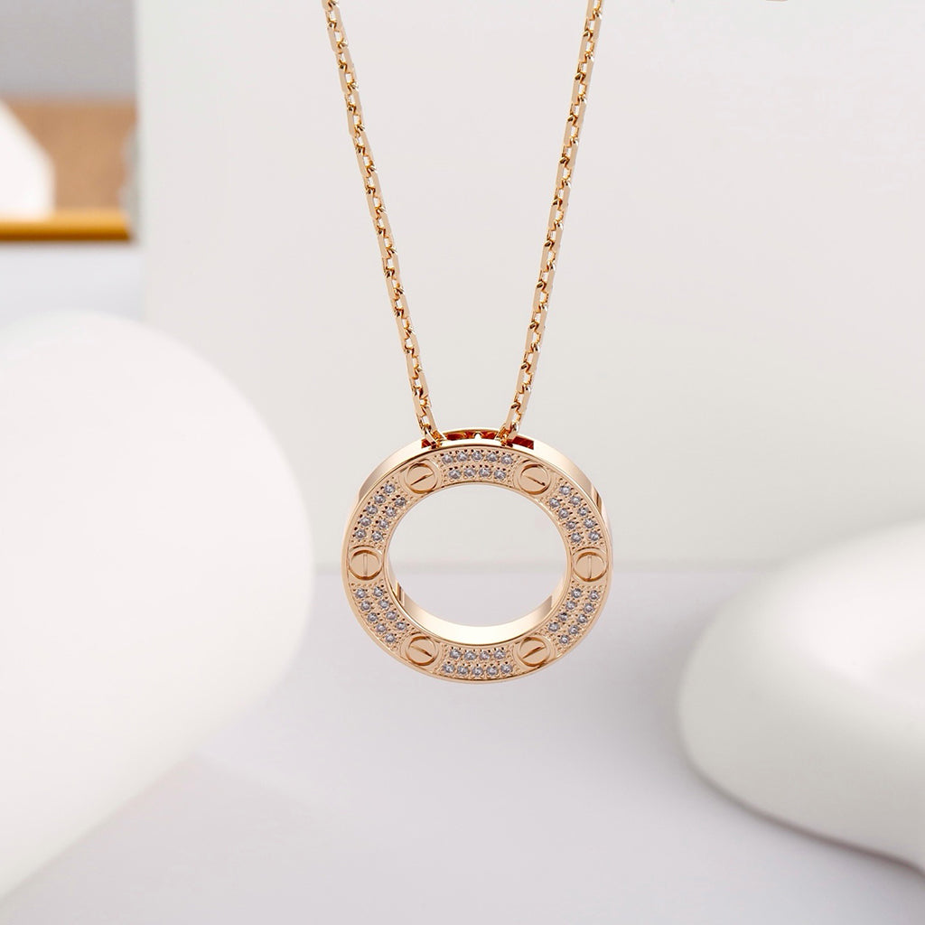 [AURORA]LOVE NECKLACE 16MM  FULL DIAMOND