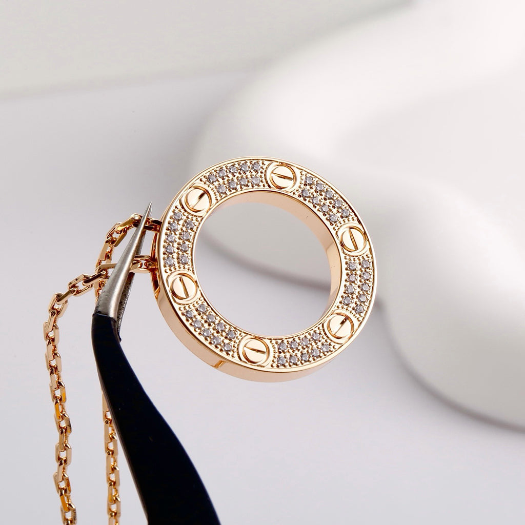 [AURORA]LOVE NECKLACE 16MM  FULL DIAMOND