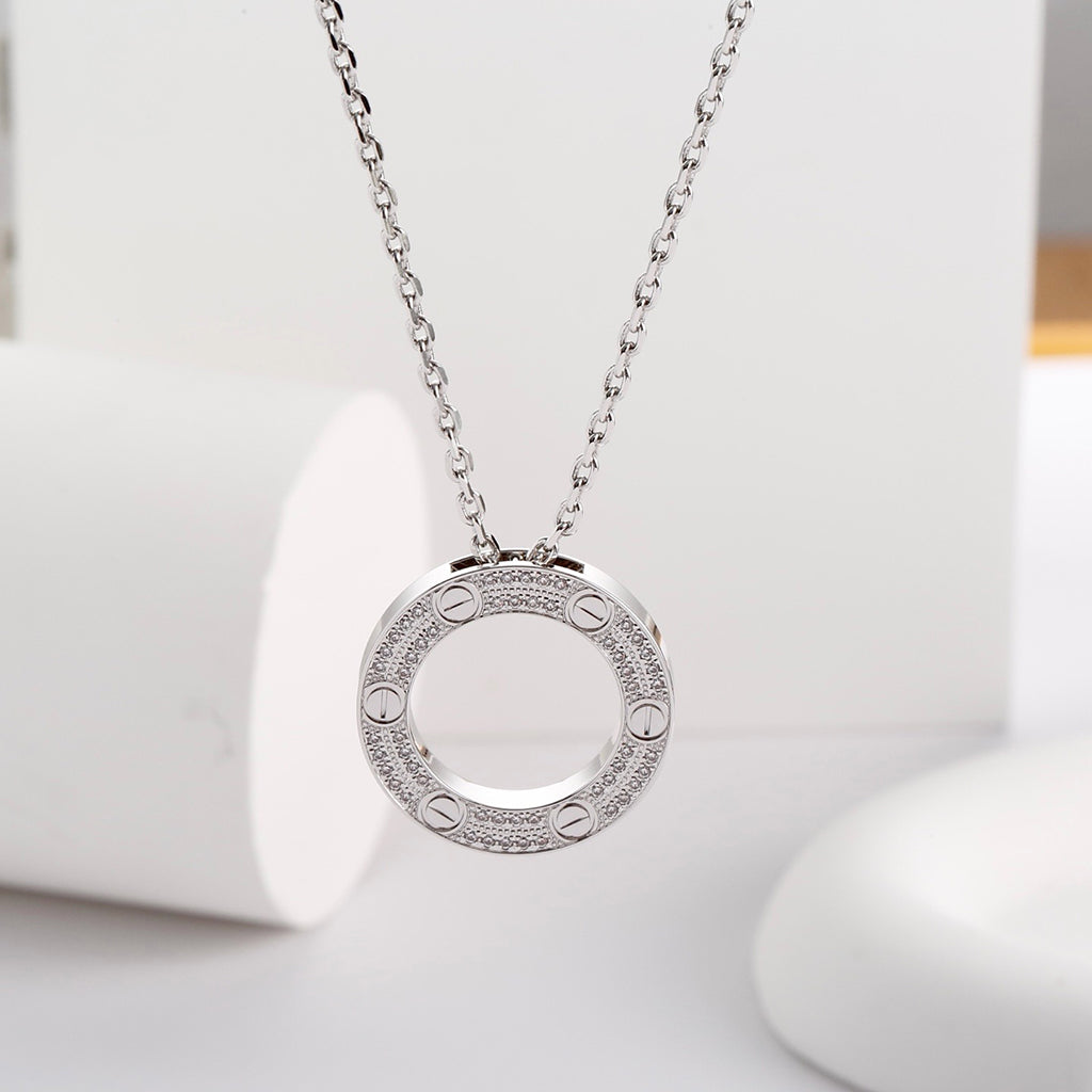 [AURORA]LOVE NECKLACE 16MM  FULL DIAMOND