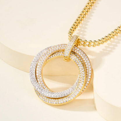 [AURORA]TRINITY LARGE FULL DIAMOND  NECKLACE