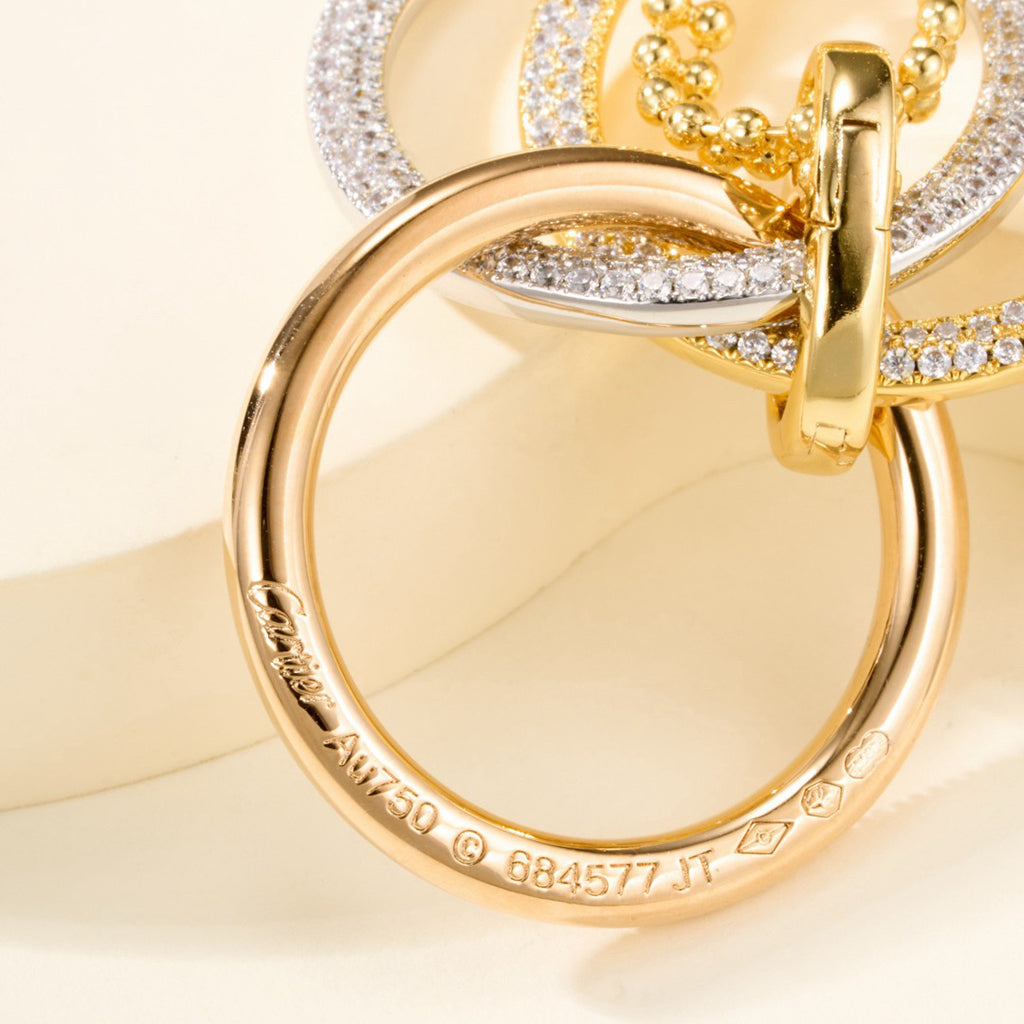 [AURORA]TRINITY LARGE FULL DIAMOND  NECKLACE