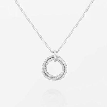 [AURORA]TRINITY LARGE FULL DIAMOND  NECKLACE