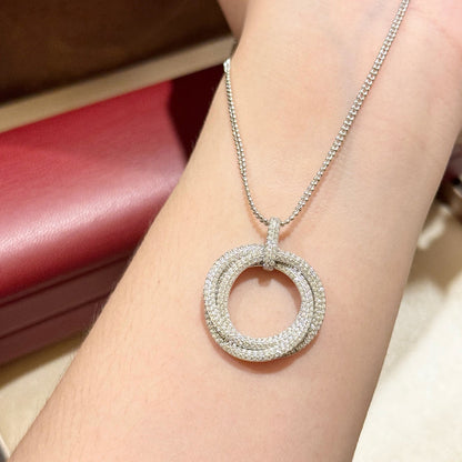 [AURORA]TRINITY LARGE FULL DIAMOND  NECKLACE