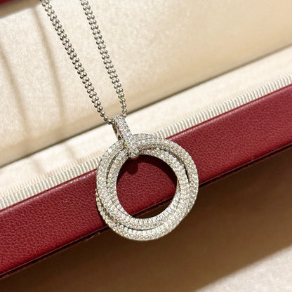 [AURORA]TRINITY LARGE FULL DIAMOND  NECKLACE