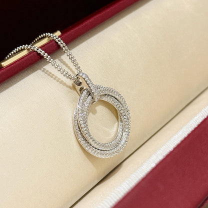 [AURORA]TRINITY LARGE FULL DIAMOND  NECKLACE