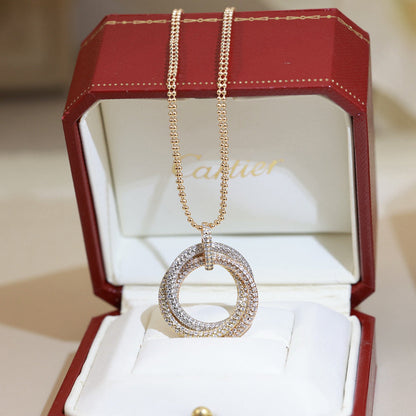 [AURORA]TRINITY LARGE FULL DIAMOND  NECKLACE