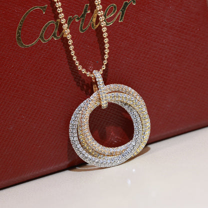 [AURORA]TRINITY LARGE FULL DIAMOND  NECKLACE