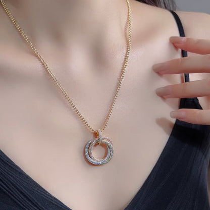 [AURORA]TRINITY LARGE FULL DIAMOND  NECKLACE