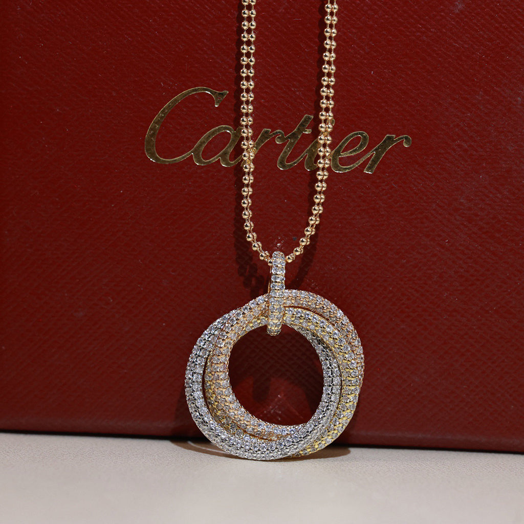 [AURORA]TRINITY LARGE FULL DIAMOND  NECKLACE