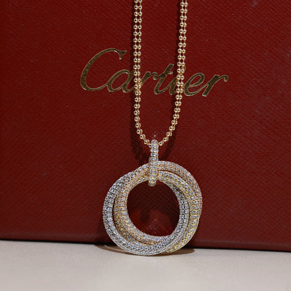 [AURORA]TRINITY LARGE FULL DIAMOND  NECKLACE