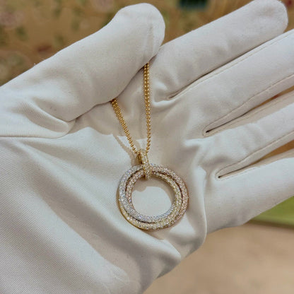 [AURORA]TRINITY LARGE FULL DIAMOND  NECKLACE