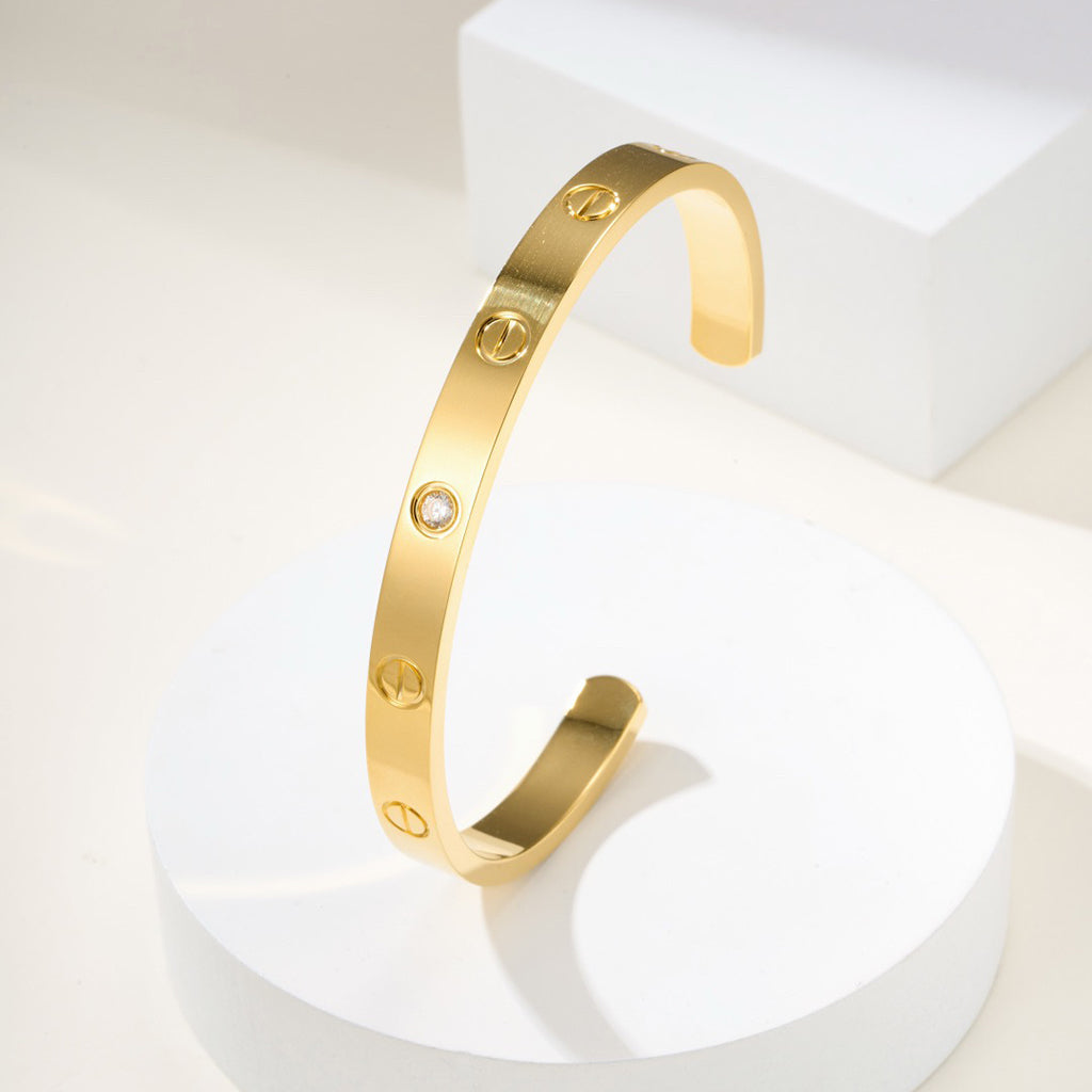 [AURORA]LOVE BRACELET 6.1MM 1 DIAMOND OPEN CUFF