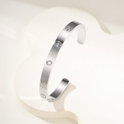 [AURORA]LOVE BRACELET 6.1MM 1 DIAMOND OPEN CUFF
