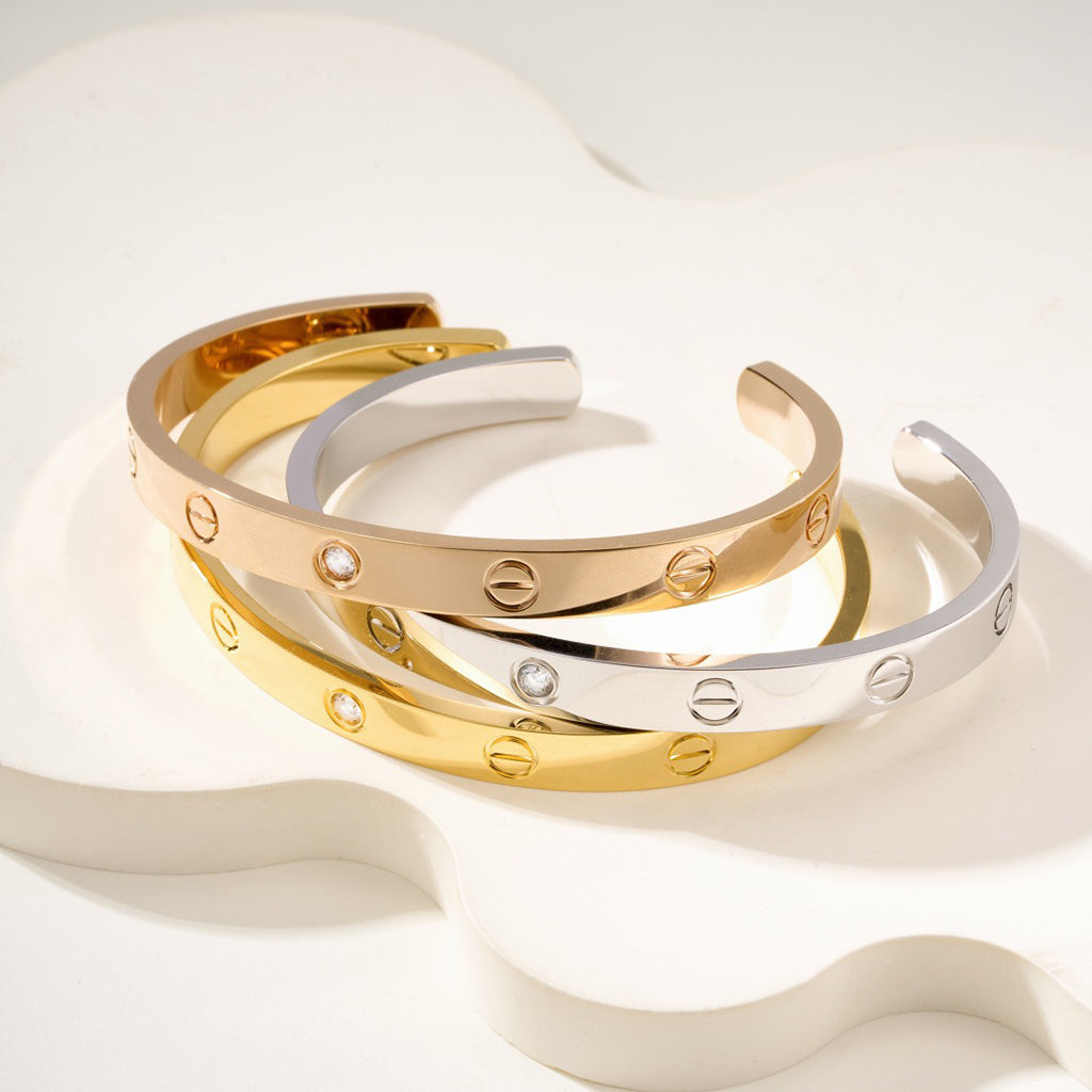 [AURORA]LOVE BRACELET 6.1MM 1 DIAMOND OPEN CUFF