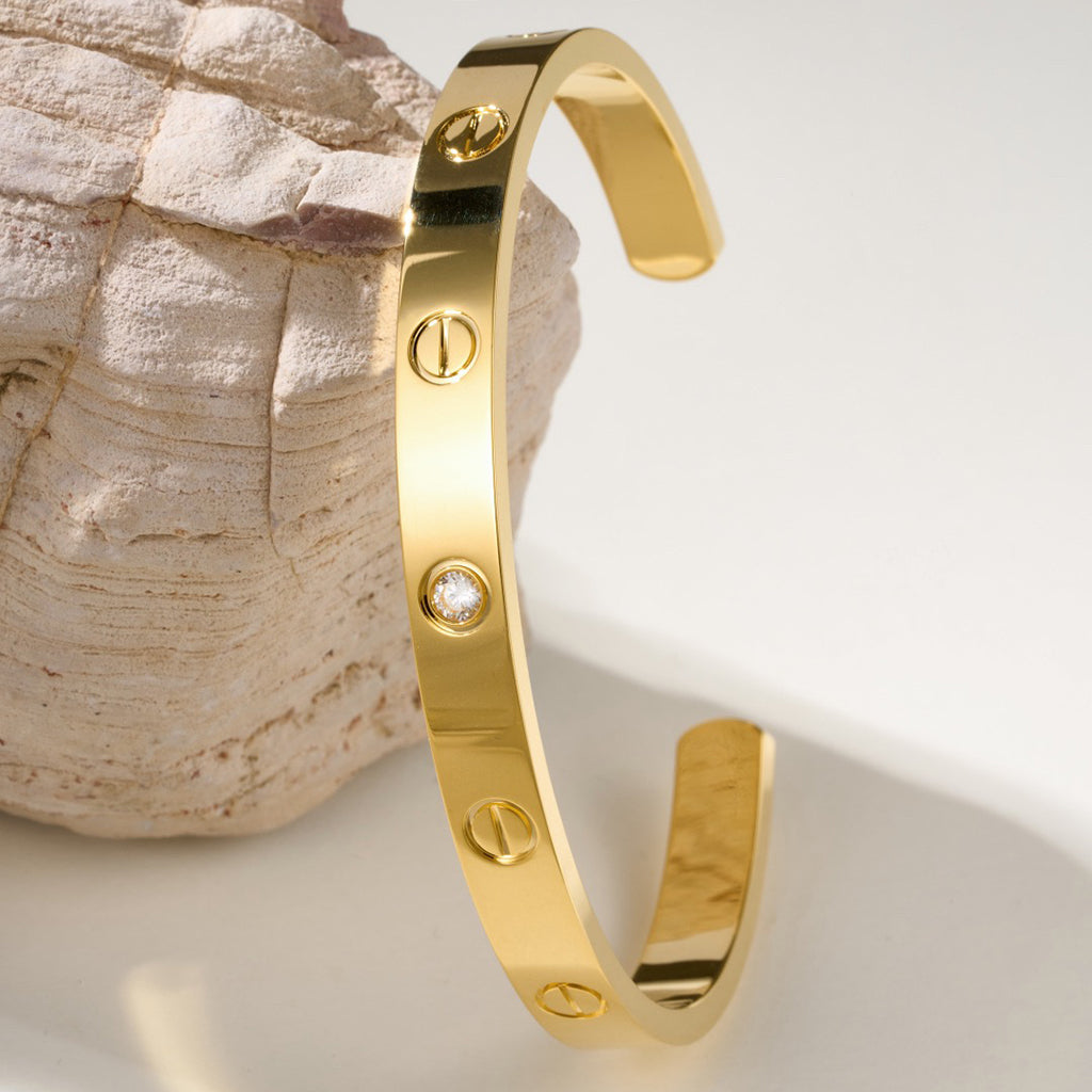 [AURORA]LOVE BRACELET 6.1MM 1 DIAMOND OPEN CUFF