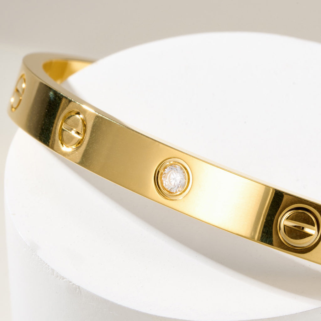 [AURORA]LOVE BRACELET 6.1MM 1 DIAMOND OPEN CUFF