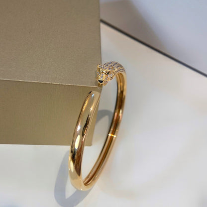 [AURORA]PANTHERE HALF DIAMOND OPEN BRACELET