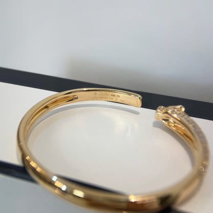 [AURORA]PANTHERE HALF DIAMOND OPEN BRACELET