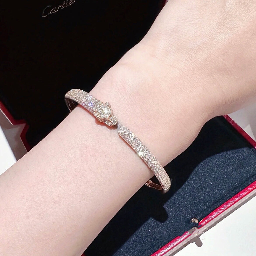 [AURORA]PANTHERE FULL DIAMOND OPEN BRACELET