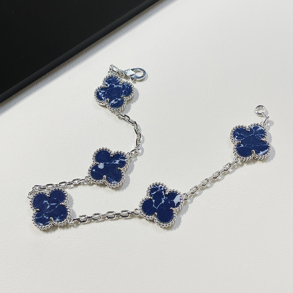 [Aurora]CLOVER 5 MOTIF PIETERSITE SILVER BRACELET