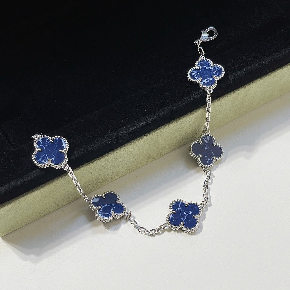 [Aurora]CLOVER 5 MOTIF PIETERSITE SILVER BRACELET