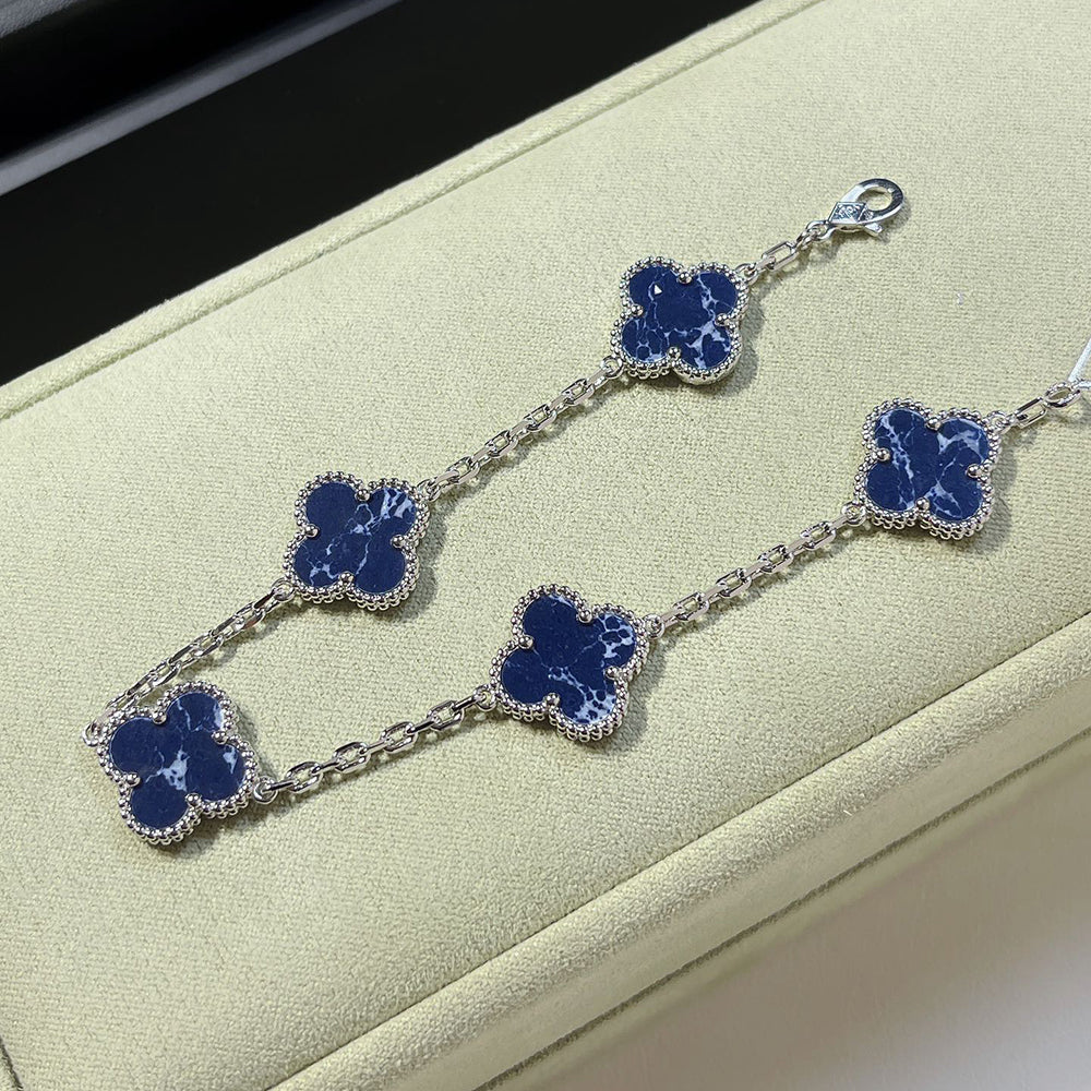 [Aurora]CLOVER 5 MOTIF PIETERSITE SILVER BRACELET