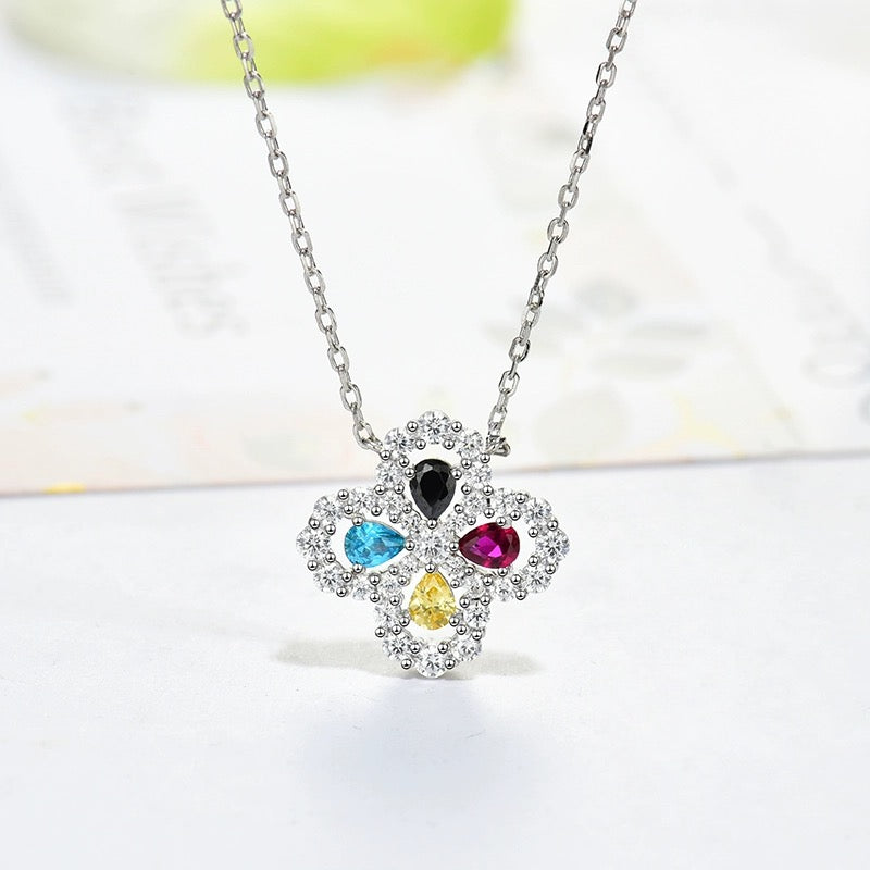[AURORA] LOOP HALSKETTE VOLLMOTIV DIAMANT 16MM MEHRERE FARBEN