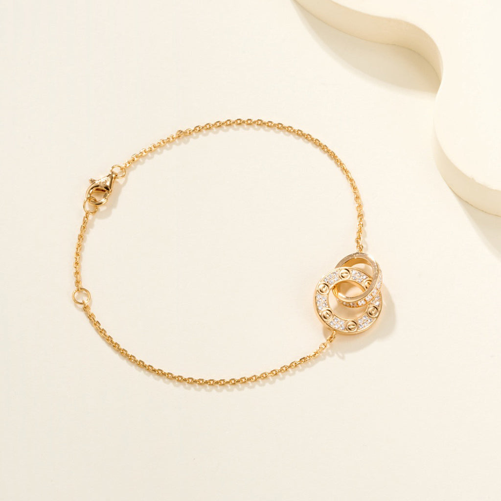 [AURORA]LOVE DOUBLE RING FULL DIAMOND BRACELET