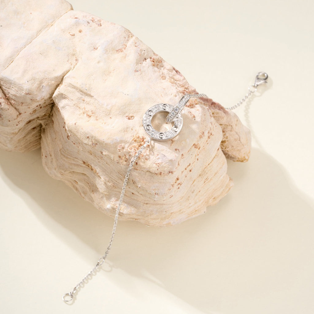 [AURORA]LOVE DOUBLE RING FULL DIAMOND BRACELET