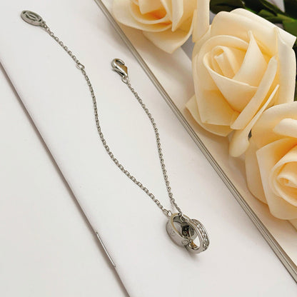 [AURORA]LOVE DOUBLE RING HALF DIAMOND BRACELET