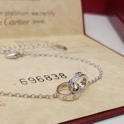 [AURORA]LOVE DOUBLE RING HALF DIAMOND BRACELET