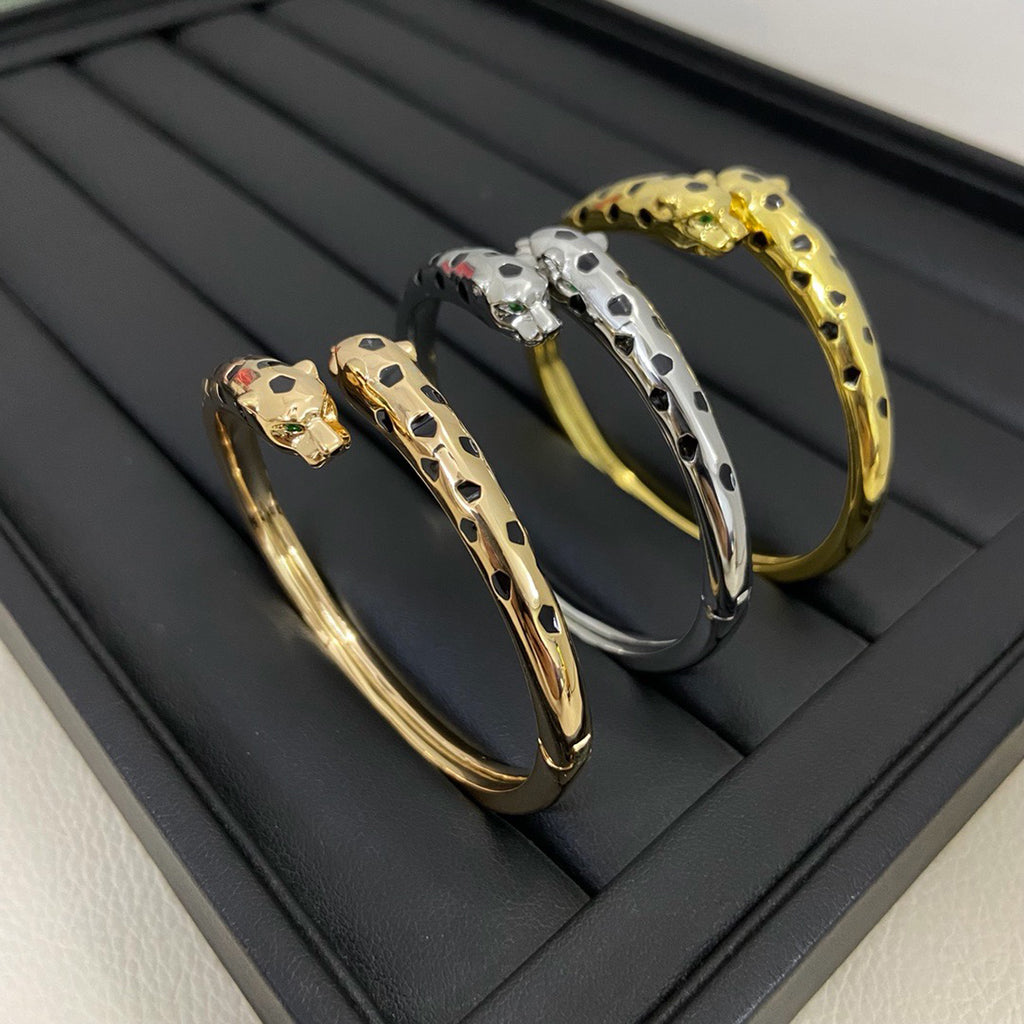 [AURORA]PANTHERE DOUBLE HEADED OPEN BRACELET